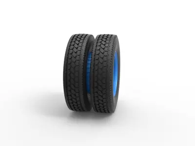 Rear 6 spoke wheel of old school truck Scale 1 to 25 3D print model