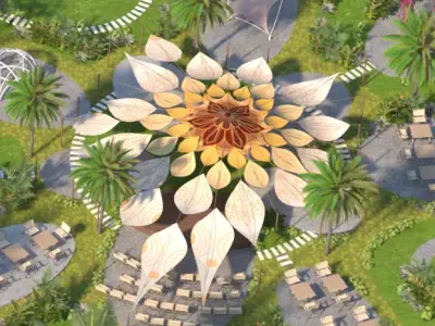 Pavillon shade sun-flower Low-poly 3D model  Low-poly 3D model