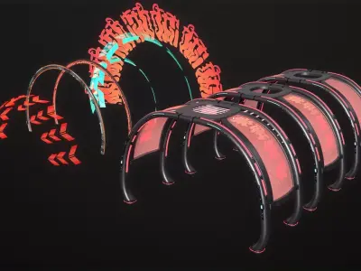 Sci Fi Arches Low-poly 3D model