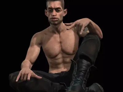 Scifi Fantasy Realistic 3D Warrior Character Ready for Fight Low-poly 3D model