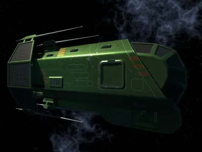 Spaceship Patriot Type 2 Dark Green Low-poly 3D model