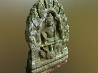 Scanned Stone Plate Low-poly 3D model