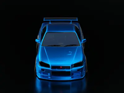 Nissan Skyline R34 - Blue 3D model Free 3D model