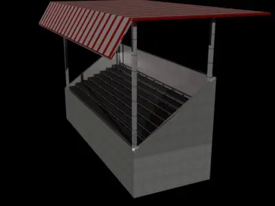 Tribune metal stand with awning Free low-poly 3D model