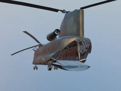 CH 47 Chinook Military Transport Helicopter with Interior 3D model