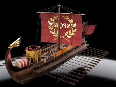Roman Ship Galley Low-poly 3D model