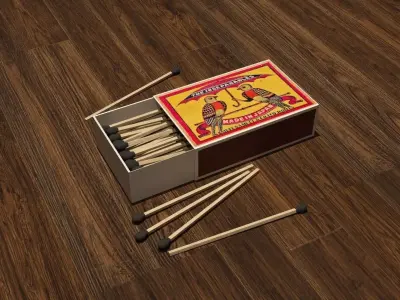 box of matches Low-poly 3D model