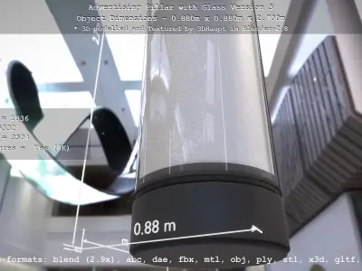 Advertising Pillar with Glass 3 Low-poly 3D model