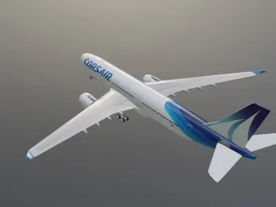 Corsair airbus a330-900neo model with cockpit Low-poly 3D model