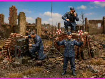 WWII Luftwaffe Ground Crew  Technicians 3D print model