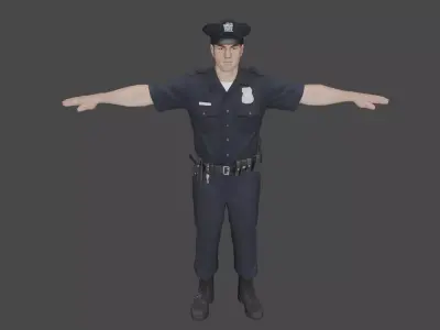 Police Officer Security man Rigged and Animated 3D model