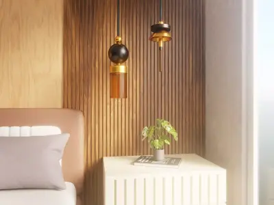 Modern Minimalist Bedroom Interior Free low-poly 3D model