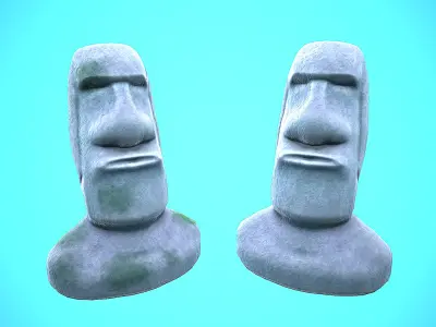 MOAI DECOR FISH TANK CARTOON STYLIZED Low-poly 3D model