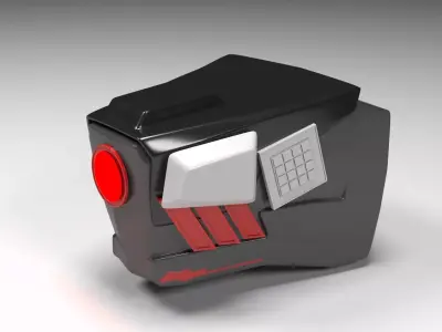 Dog Head Techno Robotic Low-poly 3D model