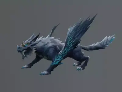 Wolf Wings Fantasy Monster Low Poly Low-poly 3D model