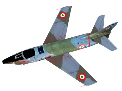 Lowpoly Fiat G91Y Aircraft Low-poly 3D model