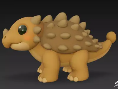 Cartoon Plush Ankylosaurus Low-poly 3D model