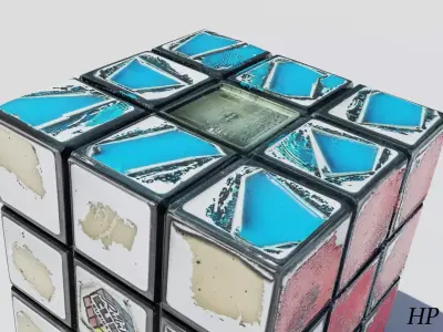 Rubics Cube dirty and repared Low-poly 3D model