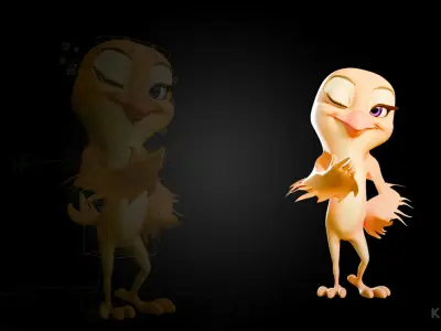 Chibi Canary - 3D Yellow - Rigged Cartoon Bird Low-poly 3D model