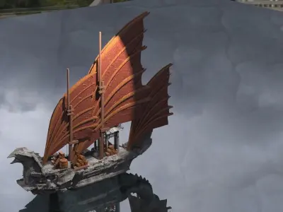 Asian Red Fin sailed Ship Bigger 3D model