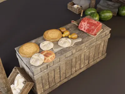 The Medieval Market Stall Low-poly 3D model