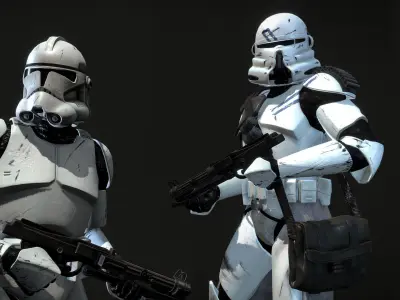 Clone Trooper Phase II Legion pack Low-poly 3D model