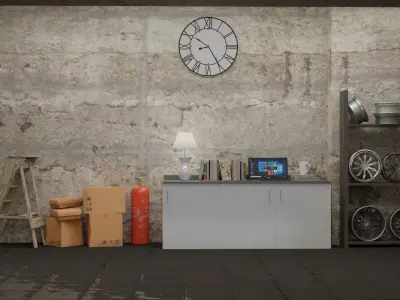 THE GARAGE AND CAR Free low-poly 3D model