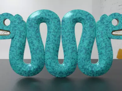 Double-headed serpent Aztec sculpture 3d printable Low-poly 3D model