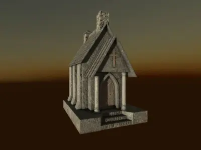 Mausoleum gothic church at sunset Free low-poly 3D model