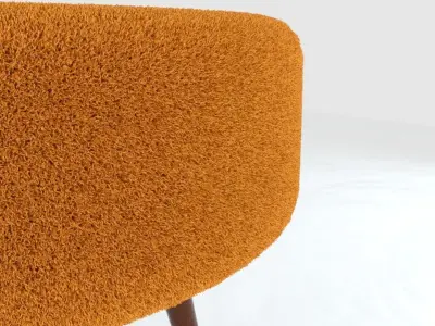 stool orange with wooden legs Free 3D model