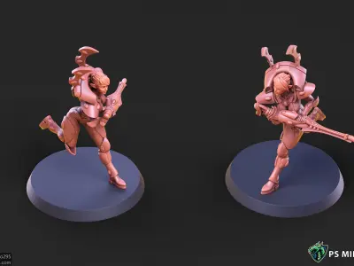 Space Elf Female Soldier Pose 3 - 7 Variants and 2 Pinups 3D print model