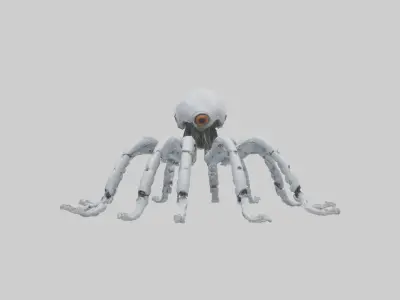 Robot version of a robot squid model Low-poly 3D model