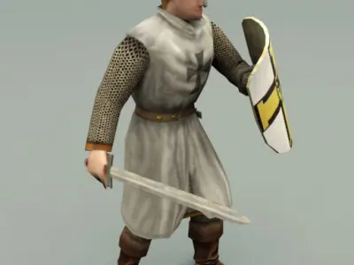 Crusader Knight Low-poly 3D model