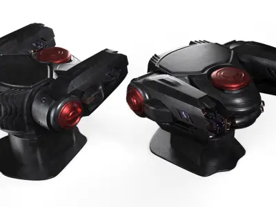 Sci fi Heavy Defense Gun Mount Rigged 3D model