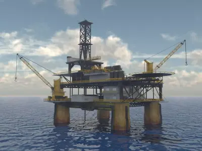 Oil rig textured 3D model