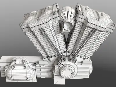 3D V-Twin Engine 3D model