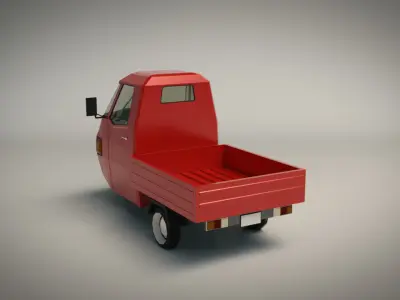 Low Poly Three Wheeled Pickup 02 Low-poly 3D model