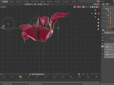 Bouganville flower with hornet 3D model