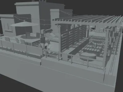 Roof Top Terrace Low-poly 3D model