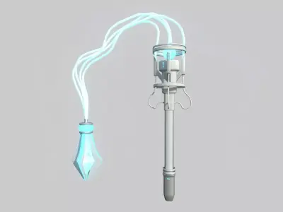 SciFi Flail A02 White Blue - Sci Fi Weapon Design Low-poly 3D model