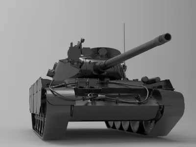 T-44-100 military tank Low-poly 3D model