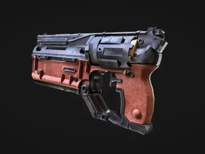 Cyberpunk gun Low-poly 3D model