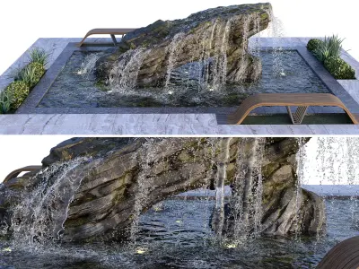 Arch Rock with Fountains 3D model