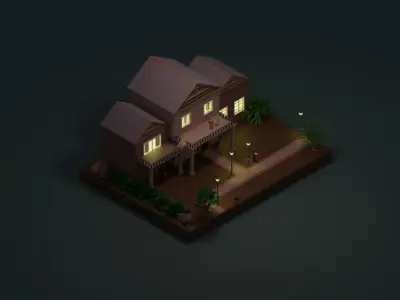 Street house Free low-poly 3D model