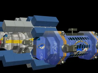 Space Freighter - Medium class range Low-poly 3D model