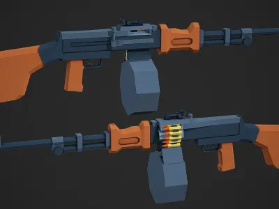 Stylized RPD LMG Low Poly Mobile Ready Low-poly 3D model