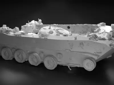 Destroyed and burnt Russian BMD-2 Photoscan PBR Game Ready Low-poly 3D model