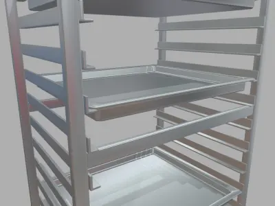 Tray Rack Trolley Low-poly 3D model