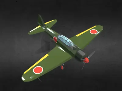 Mitsubishi A6M Zero Low-poly 3D model