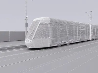 Dublin city tram and station 3D model